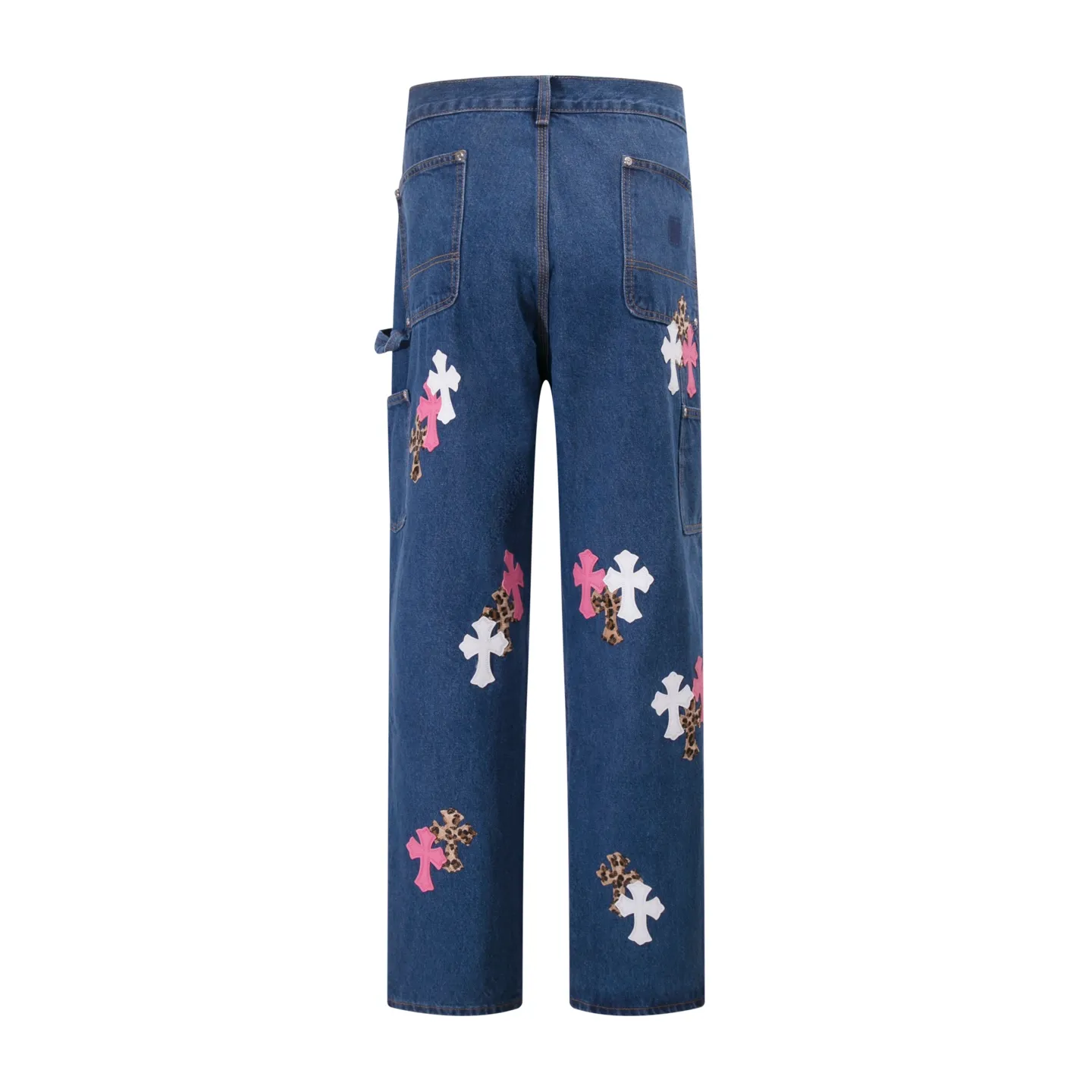 P280 Style number: H891 Croxin & 𝐂𝐡𝐫𝐨𝐦𝐞 𝐇𝐞𝐚𝐫𝐭 ss25 limited edition white pink leopard print and leather imitation wood trousers jeans. Styles with different washed textures are very friendly to people with thin legs. The slightly flared version perfectly modifies the leg shape. The timeless and moderate length makes it easy to match and match. It is the basis for various styles and is a must-have in your wardrobe! The fabric is stiff but also makes the upper body soft without losing texture. The washing process is even more perfect. It is a must-have item for everyone! ! ! Washed wheat, hang tag, pants label, three labels complete Color: blue Size: 28-30-32-34-36